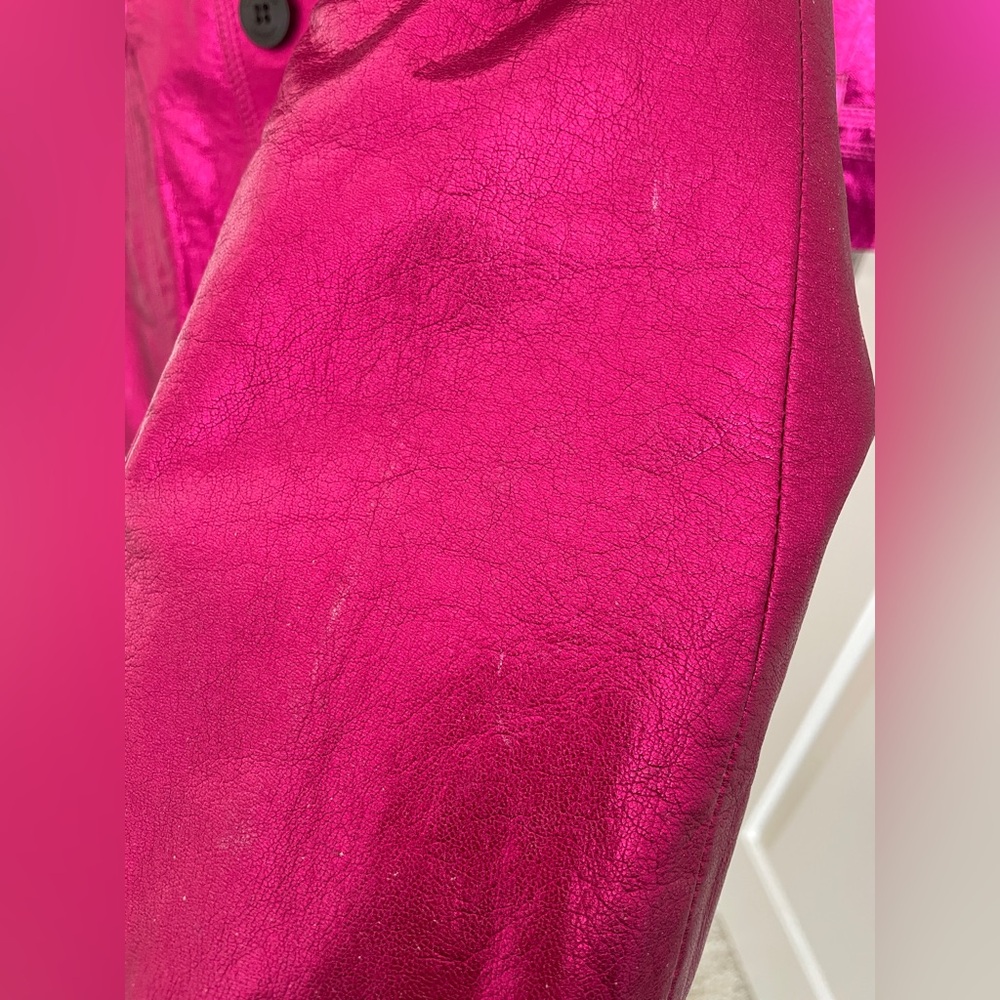 Burberry Fuchsia Metallic Pink Leather Trench Coat Size:US 8(runs small) - Picture 10 of 10